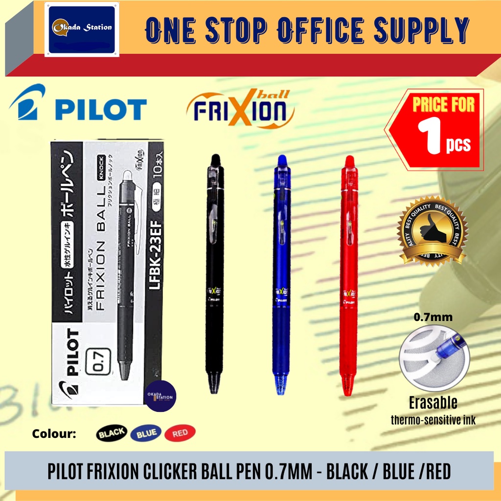 Pilot Frixion Clicker Ball Pen 0.7 / PILOT / Frixion Ball Clicker / ปากกาเจลลบได้ / เครื่องเขียน / ป