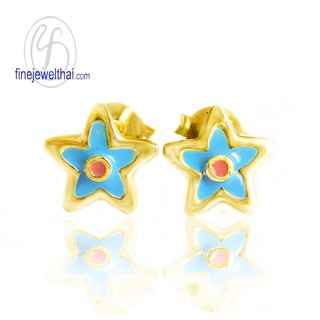 Finejewelthai ต่างหูรูปดาว-ต่างหูลงสี-ต่างหูเงินแท้ 925-Silver-Enamel-Earring - E306400E-2_g