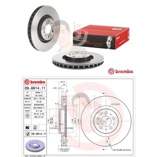 09 8614 11 จานเบรค ล้อ F (ยี่ห้อ BREMBO) รุ่น HC/PVT VOLVO S60 V70 R 2.5 T AWD ปี2003-&gt;