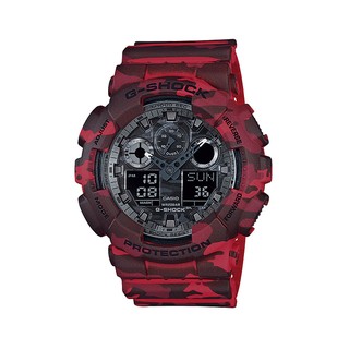 Casio G-Shock นาฬิกาข้อมือผู้ชาย สายเรซิ่น GA-100CM-4A Red Camo