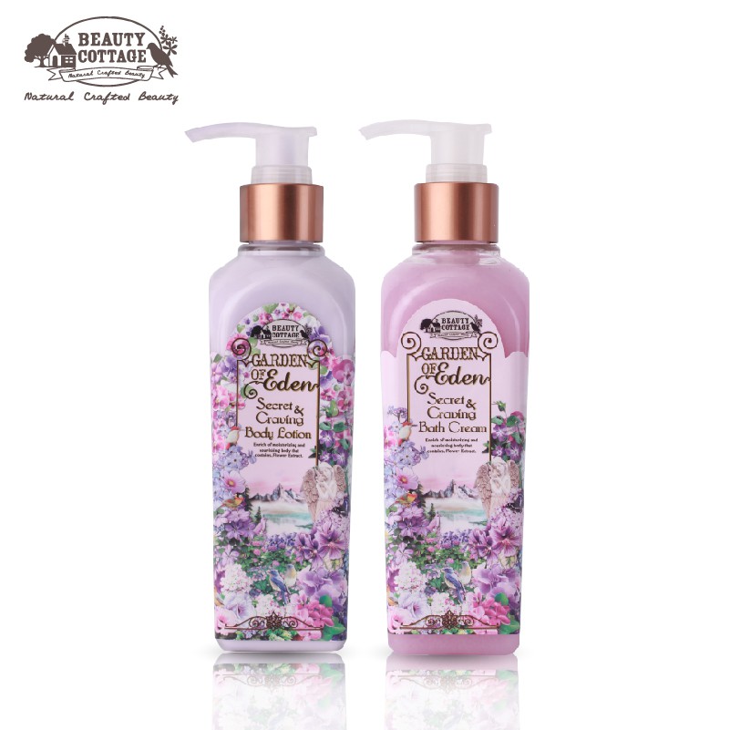 [ซื้อคู่ราคาพิเศษ] BEAUTY COTTAGE GARDEN OF EDEN SECRET&CRAVING BODY LOTION+BATH CREAM การ์เด้นออฟอ