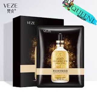 Queenly_Shopแผ่นมาส์กหน้า เวนเซนVenzen 24K Pure Gold Hydra Maskมาส์กหน้า​ สำหรับผิวมีริ้วรอย ผิวโทรม​ หมองคล้ำ NO.COS017