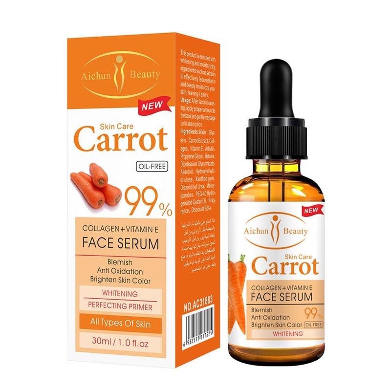 Aichun Beauty Collagen+vitamin E Carrot Face Whitening Serum- 99% Oil Free 30ml.