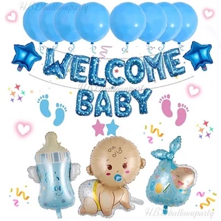 ลูกโป่งWelcomebaby BabyShower ต้อนรับเด็กแรกเกิด ลูกโป่งวันเกิด พร็อพถ่ายรูปเด็กแรกเกิด ลูกโป่งฟอยล์แต่งห้องคลอด