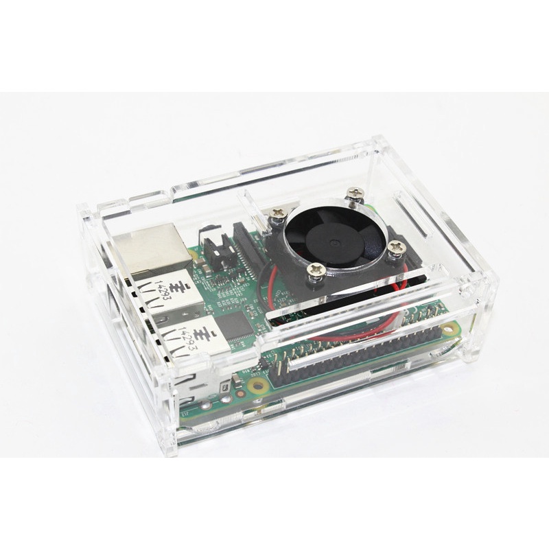 Raspberry Pi 4B / 3B / 2B / B+ กล่องใส่เคสอะคริลิคพร้อมพัดลม