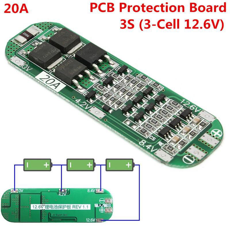 บอร์ดป้องกันที่ชาร์จแบตเตอรี่ลิเธียม 3S 12V 8A Li-ion 18650 11.1V 12.6V 10A BMS