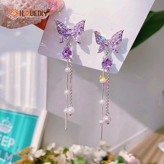 BUTTERFLY ( Shiny Rhinestone ) ต่างหูแฟชั่นรูปผีเสื้อสําหรับผู้หญิง