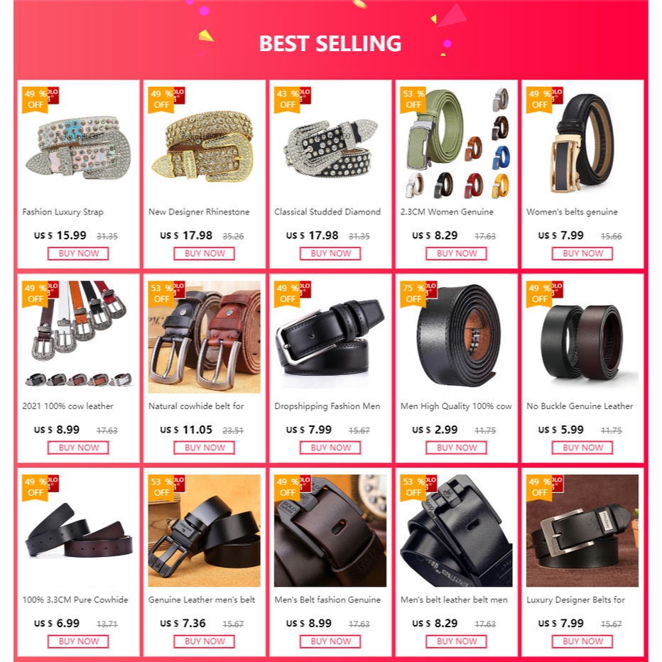 Men Top Layer Leather Casual High Quality Belt Vintage Design Pin ...