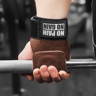 ถุงมือสำหรับออกกำลังกาย 1 คู่ Cowhide Gym Gloves Grips Weightlifting Fitness Pull Up Crossfit Workout Equipment Wear-resistance