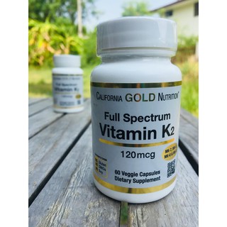 Vitamin K2 120 mcg 60 Veg Capsules วิตามินเคสอง (California Gold Nutrition) ป้องกันกระดูกพรุน