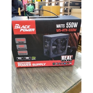 POWER SUPPLY (อุปกรณ์จ่ายไฟ) BLACK POWER  WATTS 550 WS-ATX-550W (GPS-001) (พร้อมสายไฟ ac) รับประกัน 1 ปี