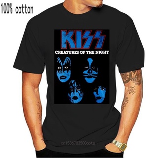 เสื้อยืดแขนสั้นลําลอง คอกลม ผ้าฝ้าย ทรงหลวม พิมพ์ลาย Kiss Creatures Of The Night สําหรับผู้ชาย