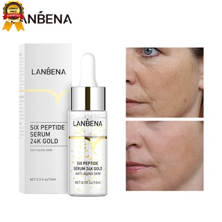 Lanbena Six Peptide เซรั่มบํารุงผิว ทองคํา 24K ลดริ้วรอย 15มล. (พร้อมส่ง)