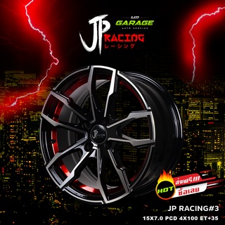 (ส่งฟรี) ล้อแม็ก JP Racing#3 แม็กขอบ 15x7.0 " 4 รู 100 ET+35 สี หน้าเงา ท้องแดง (2 วง,4 วง)