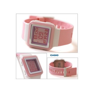 Casio Poptone นาฬิกาข้อมือผู้หญิง สีชมพู สายเรซิ่น รุ่น LDF-20-4A