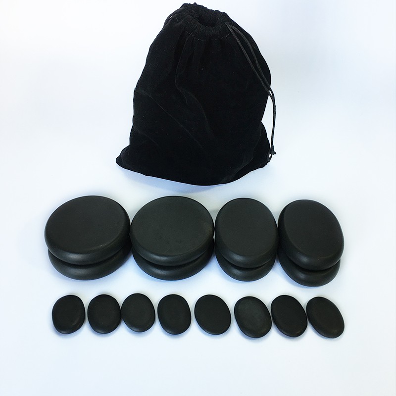 ชุดหินนวด 16 ชิ้น Hot Stone Romance Volcanic Power Stone Storage Bag