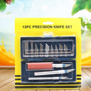 ชุดมีดสั้นเปลี่ยนหัว 13 แบบ 13pcs Hobby Knife Set มีดแกะสลัก มีดผ่าตัด มีดสำหรับงานศิลป์ งานแกะสลัก