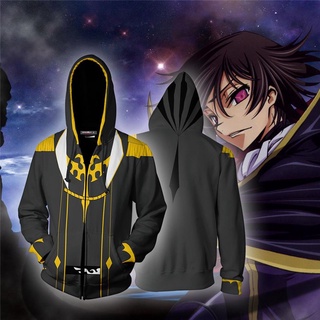 เสื้อโค้ทแจ็คเก็ตแฟชั่นแขนยาวมีฮู้ดพิมพ์ลาย Code Geass 3D