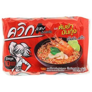 ไวไว ควิก แสบเอ็กซ์ตรีม รสต้มยำมันกุ้ง ขนาด 60กรัม จัดชุด 10ซอง WAI WAI QUICK TOMYUM MUNKUNG