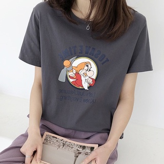 เสื้อยืดแขนสั้นพิมพ์ลาย Dwarf ฤดูร้อนสําหรับผู้หญิง