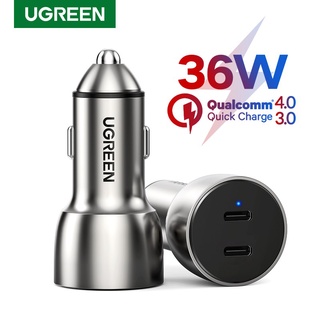 Ugreen ที่ชาร์จในรถยนต์ แบบชาร์จเร็ว 36W สำหรับ Xiaomi QC4.0 QC3.0 Type C iPhone 11 X Xs 8