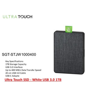 Seagate 1TB Ultra Touch USB-C &amp; USB 3.0 External SSD Black Woven Fabric (STJW1000401)