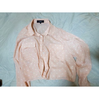 Used pomelo shirt ชีฟอง สีชมพูสวย ใส่ครั้งเดียว