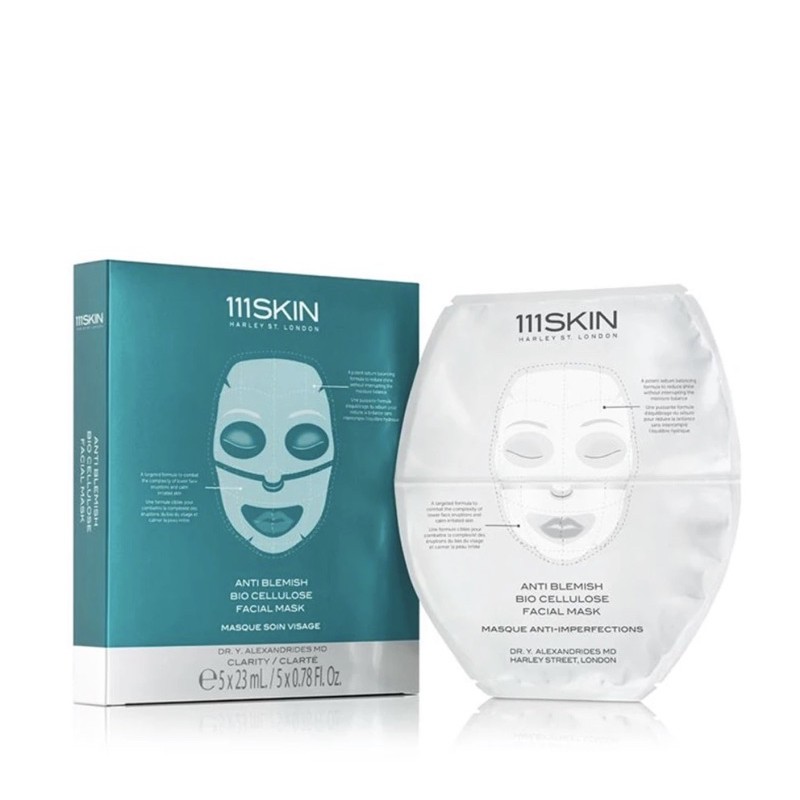 ส่งฟรี แบ่งขาย 111Skin Anti Blemish Bio Cellulose Facial Mask 1 ชุด exp.09/2023