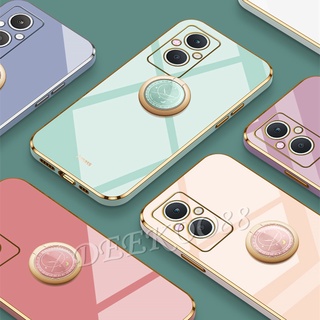 เคสโทรศัพท์ OPPO Reno7 Z 5G / A76 2022 New Phone Case Electroplated Soft Shell Protection Cameras Cover with Ring Holder Handphone Casing Reno 7 7Z OPPOA76