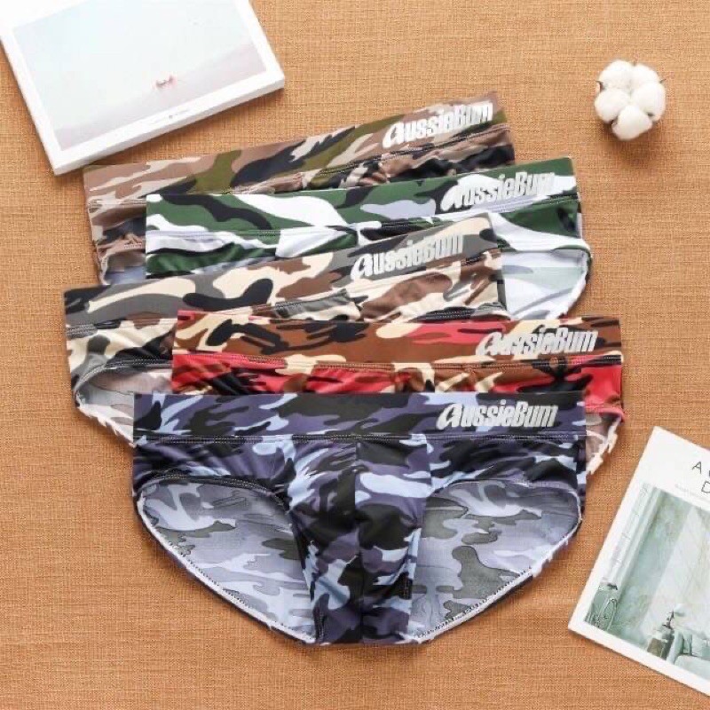 พร้อมส่ง กางเกงในชาย AUSSIEBUM ทรงbrief ผ้าไนลอน โชว์ขอบแท้ๆๆๆๆ