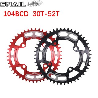 Snail ใบจานเดี่ยวจักรยาน 104BCD ขนาด 40/42/44/46 ฟัน MTB Mountain Bike ChainWheel (สีดำ)