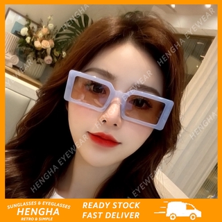 【HENGHA】COD INS แว่นกันแดดทรงสี่เหลี่ยมสไตล์แฟชั่นสำหรับผู้หญิงแว่นตาสีลูกกวาด