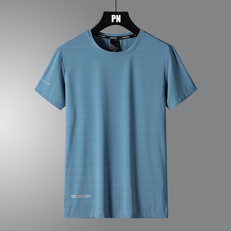 M-8XL พลัสขนาดกีฬาสันทนาการกลางแจ้งเสื้อยืดผู้ชายเสื้อยืดแขนสั้นฤดูร้อนบางสไตล์ผ้าไหมน้ําแข็งแห้งเร็วเหงื่อ-Abs - รูปที่ 2