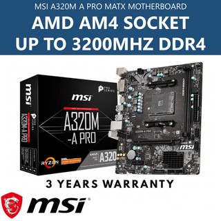 MAINBOARD (เมนบอร์ด) AM4 MSI A320M-A PRO ประกัน 3 ปี