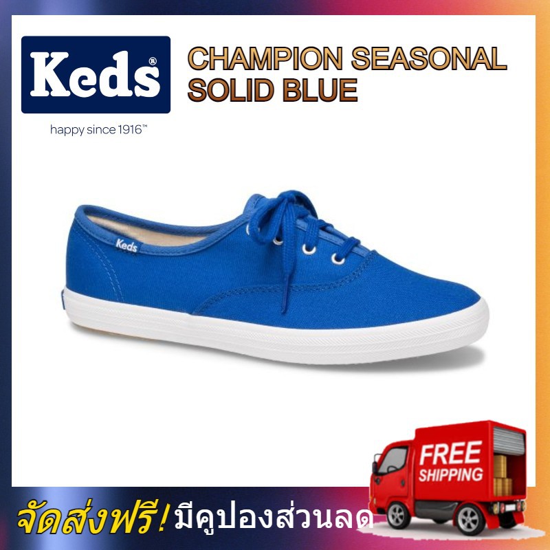 KEDS WF61522 Women's Champion Seasonal Solid Blue Print Sneaker รองเท้าสตรี Keds รองเท้า เค็ด Fasion Sneaker สีนำ้เงิน