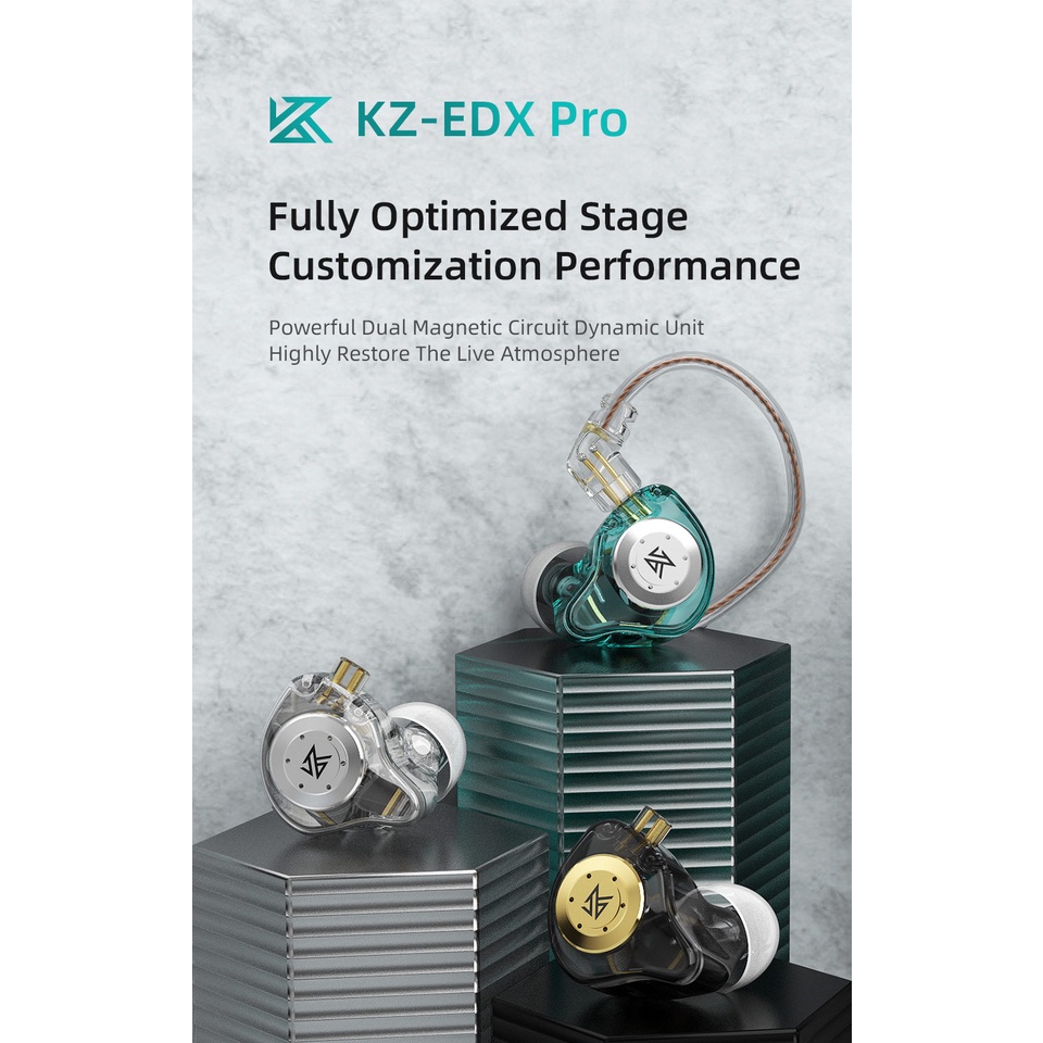 KZ EDX pro หูฟังหูฟังเบสหูฟังชนิดใส่ในหูกีฬาหูฟังเสียงรบกวน Cancelling HIFI ชุดหูฟัง