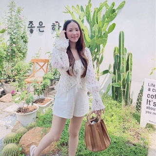กระเป๋าหนังทรงจีบ หูห่วง มีสายยาว สีน้ำตาลเข้ม