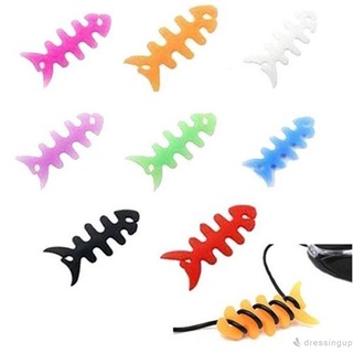DRE-Solid Color Cartoon Silicone Fish Bone Cable Winder