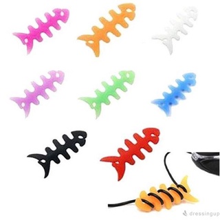 DRE-Solid Color Cartoon Silicone Fish Bone Cable Winder