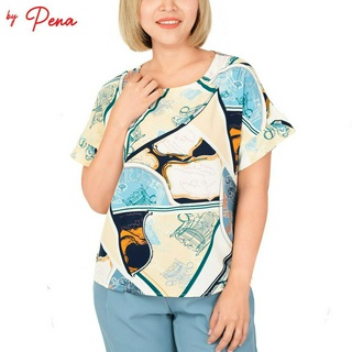 By Pena เสื้อผู้หญิง ผ้าพิมพ์ลาย คอกลม แขนสั้น รุ่น BPSS042302
