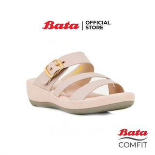 Bata COMFIT รองเทาเเตะลำลอง SLIP ON แบบสวม ใส่ง่ายน้ำหนักเบา ดีไซน์เก๋  สูง 1.5 นิ้ว สีเบจ รหัส 6618838