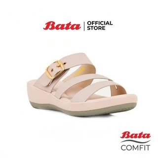 Bata รองเทาเเตะลำลอง SLIP ON แบบสวม ใส่ง่ายน้ำหนักเบา ดีไซน์เก๋ สูง 1.5 นิ้ว สีเบจ รหัส 6618838