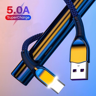 สายชาร์จ Micro USB 5A Type C พร้อมไฟแสดงสถานะ LED USB C สําหรับ Huawei Samsung