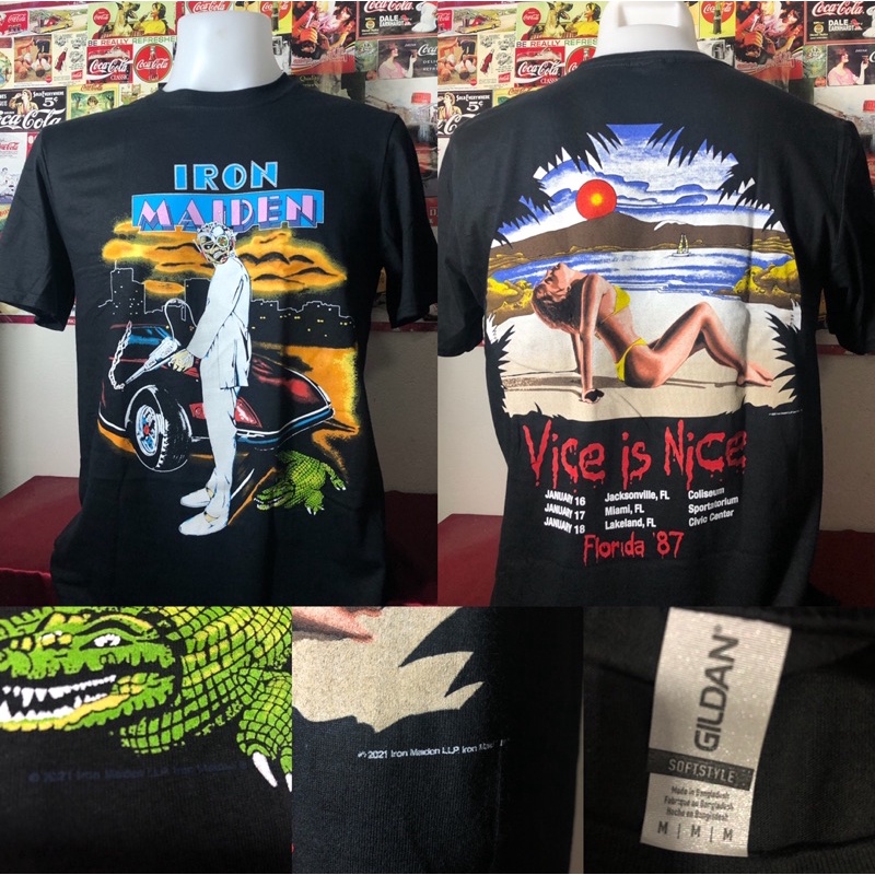 Iron Maiden  Vice is Nice Florida 87 เสื้อยืด เสื้อวง ลิขสิทธิ์แท้