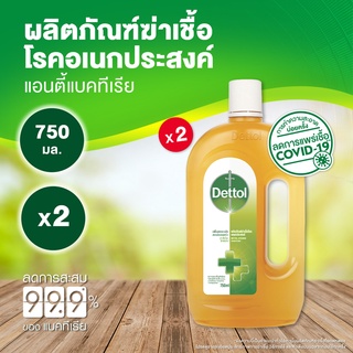 Dettol เดทตอล น้ำยาฆ่าเชื้อเดทตอล น้ำยาฆ่าเชื้อโรค ไฮยีนมัลติ-ยูส น้ำยาถูพื้น 750มล.X2