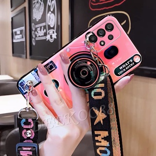 เคส ซัมซุง Samsung Galaxy A13 A23 LTE A73 M33 M23 M22 M32 M52 5G 4G Smartphone Casing With Cute Lanyard + Camera Stand Holder Back Cover Couple Phone Case เคสโทรศัพท์ SamsungA73 SamsungA23 SamsungA13