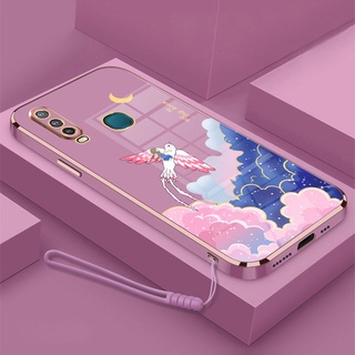 เคส vivo y11 y12 y15 y17 y19 y31 เคสโทรศัพท์มือถือขอบตรงชุบลายการ์ตูน TPU ฝาครอบป้องกัน