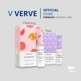 Verve - มาร์ก​มะเขือ​ม่วง​ มาร์คโคลน สูตรมะเขือม่วง คลีนซิ่งเกรปฟรุต​ คลีนซิ่งส้ม PINKYPINKY 1กล่อง10ชิ้น ขายแยกชิ้น