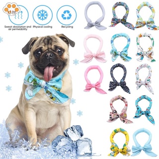 ฤดูร้อน Pet Cooling ผ้าพันคอน้ำแข็ง Cool Ice Towel Heatstroke Dog Cats ผ้าพันคอน้ำแข็ง Collar ปรับ