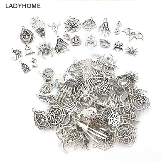 Ladyhome จี้รูปโครงกระดูกแมงมุม สีเงิน สไตล์ทิเบต 100 ชิ้น DIY